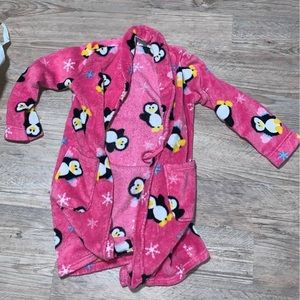 Pink Fuzzy Penguin Animal Robe Repost